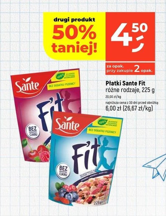 Płatki pełnoziarniste żurawina borówka goji Sante fit promocja