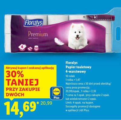 Papier toaletowy Premium 4-warstwowy 10 szt. promocja w Lidl