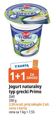 Jogurt naturalny typ grecki Primo Zott promocja w Leclerc