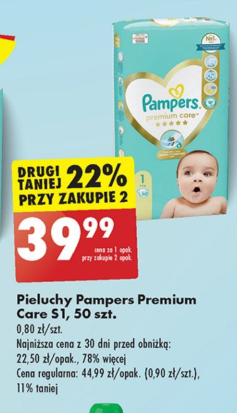 Pieluszki dla dzieci 1 Pampers premium care promocja