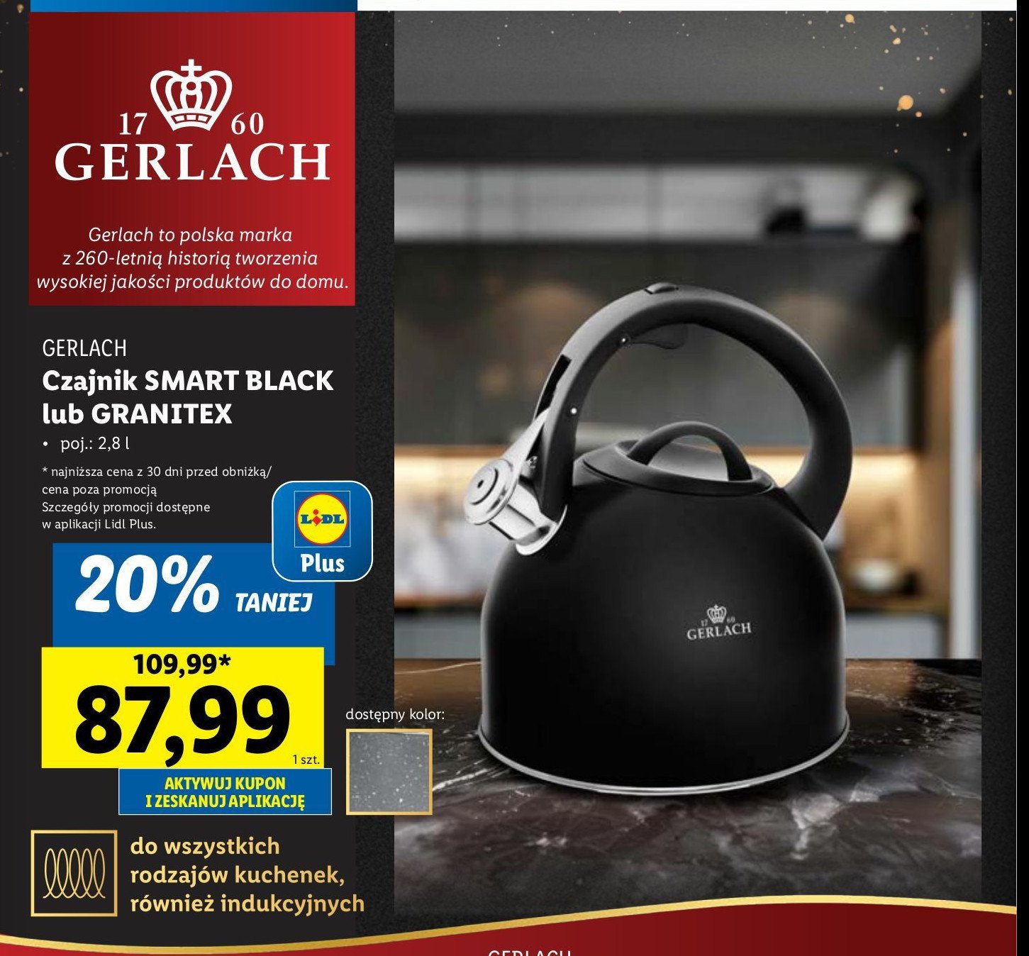 Czajnik smart black Gerlach promocja