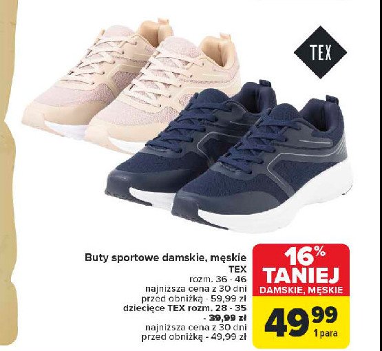 Buty sportowe dziecięce Tex promocja w Carrefour