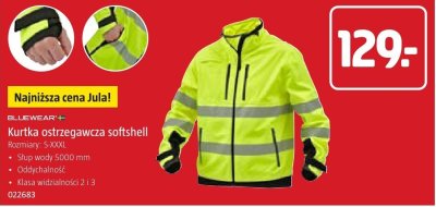 Kurtka ostrzegawcza softshell BLUEWEAR Rozmiary: S-XXXL promocja w Jula