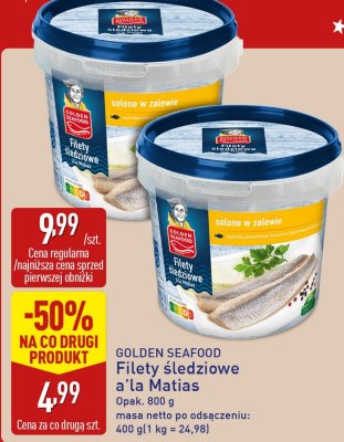 Filety śledziowe a'la Matias Golden Seafood solone w zalewie promocja w Aldi