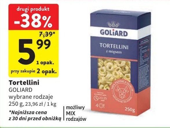 Tortellini z mięsem Goliard promocja