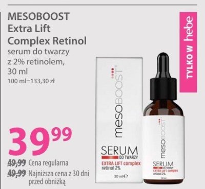 Serum do twarzy MESOBOOST Extra Lift Complex Retinol z 2% retinolem promocja w Hebe