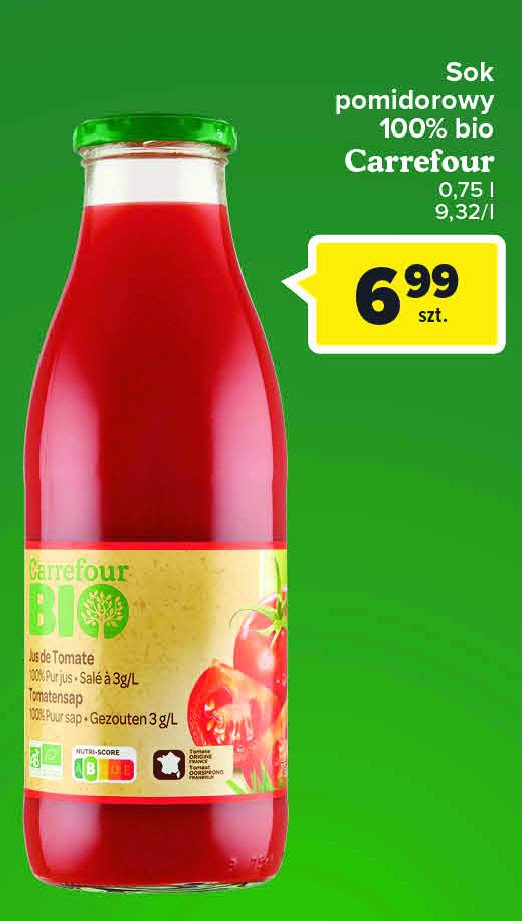 Sok pomidorowy Carrefour bio promocja w Carrefour
