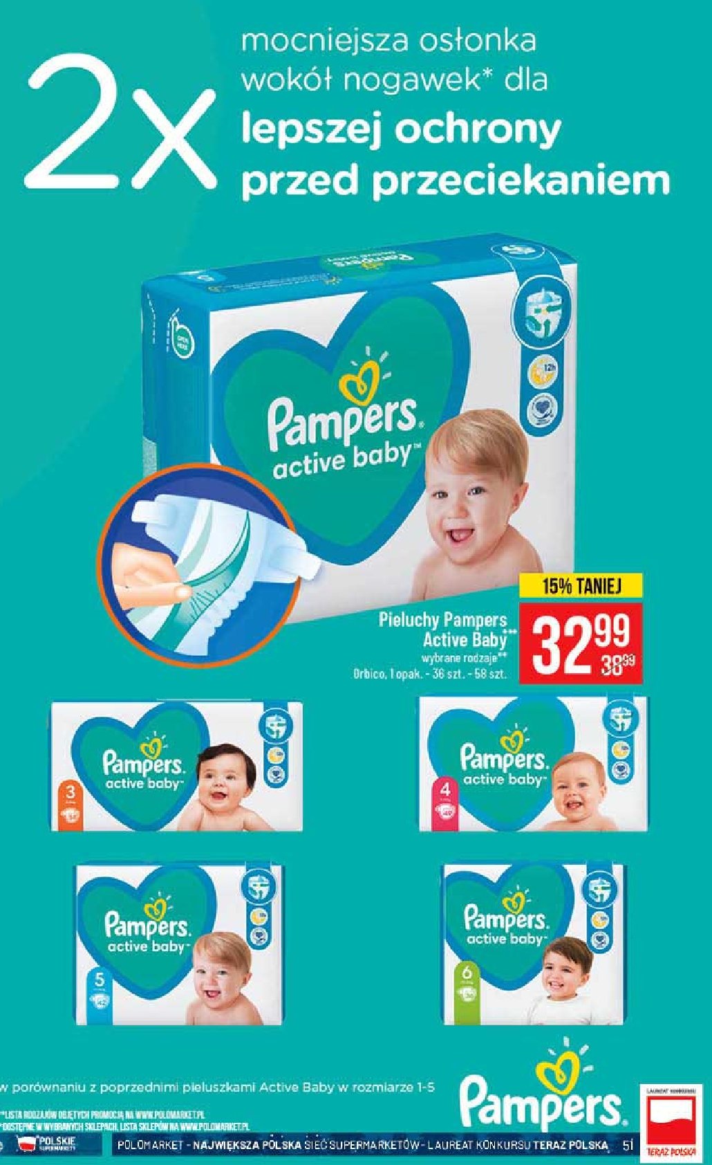 Pieluchy extra large Pampers active baby promocja
