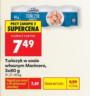 Tuńczyk w sosie własnym Marinero, 3x80 g promocja w Biedronka