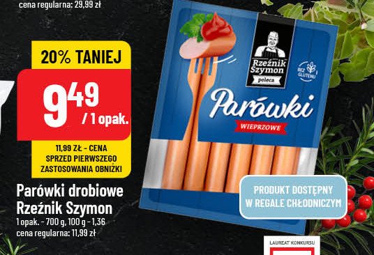 Parówki wieprzowe Rzeźnik szymon poleca promocja