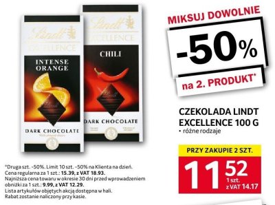 Czekolada Lindt Excellence 100 G promocja w Selgros