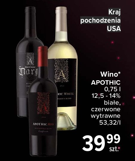 Wino Apothic white promocja