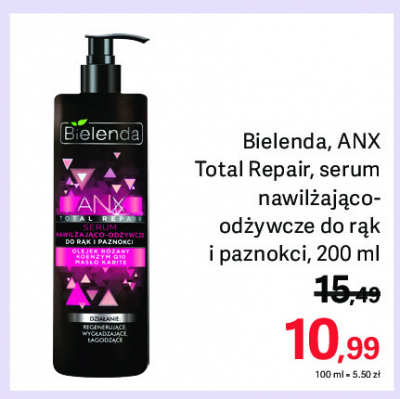 Serum do rąk i paznokci nawilązająco-odżywcze z olejkiem różanym i koenzymem q10 Bielenda anx 10 total repair promocja