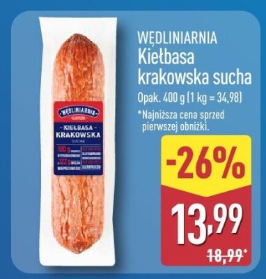 Kiełbasa krakowska sucha Mistrz rohus promocja w Aldi
