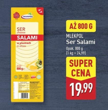 Ser salami plastry Mlekpol promocja w Aldi