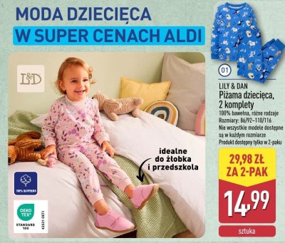 Piżama dziecięca 2-pak promocja w Aldi