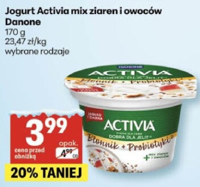 Jogurt Activia mix ziaren i owoców Danone promocja w Delikatesy Centrum