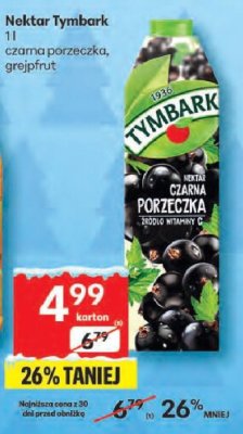 Nektar Tymbark 1l czarna porzeczka, grejpfruit promocja w Delikatesy Centrum