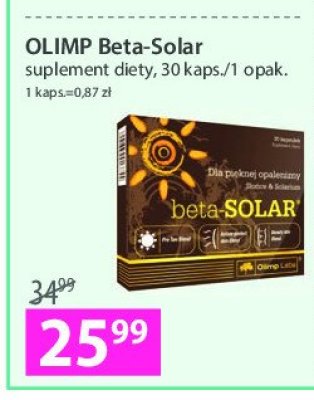 Kapsułki wspomagające opalanie Olimp labs beta-solar promocja