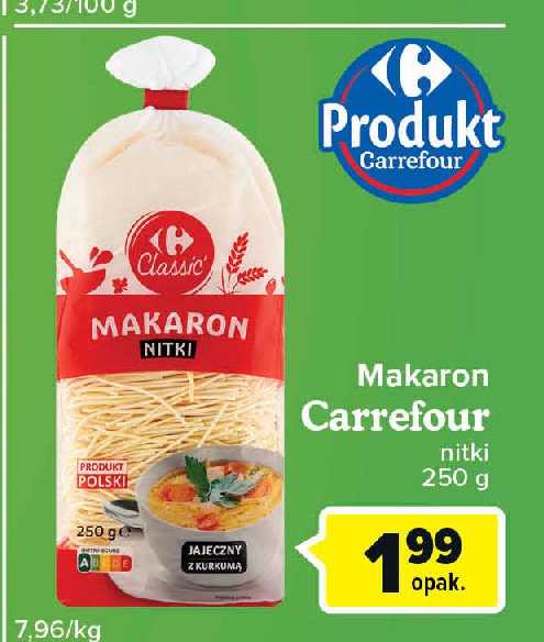 Makaron nitki jajeczne Carrefour promocja