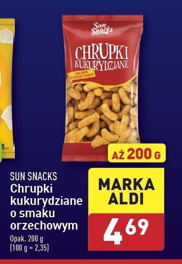 Chrupki kukurydziane orzechowe Sun snack promocja w Aldi