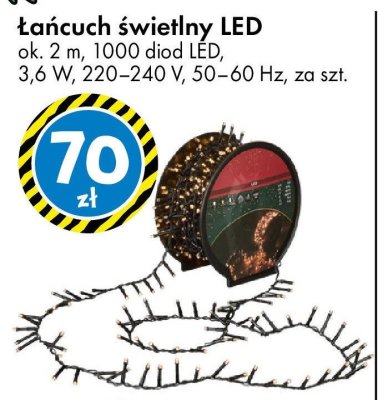 Łańcuch świetlny LED ok. 2 m, 1000 diod LED, 3,6 W, 220–240 V, 50–60 Hz promocja w Tedi