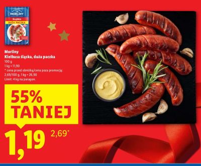 Kiełbasa śląska, duża paczka Morliny promocja w Lidl