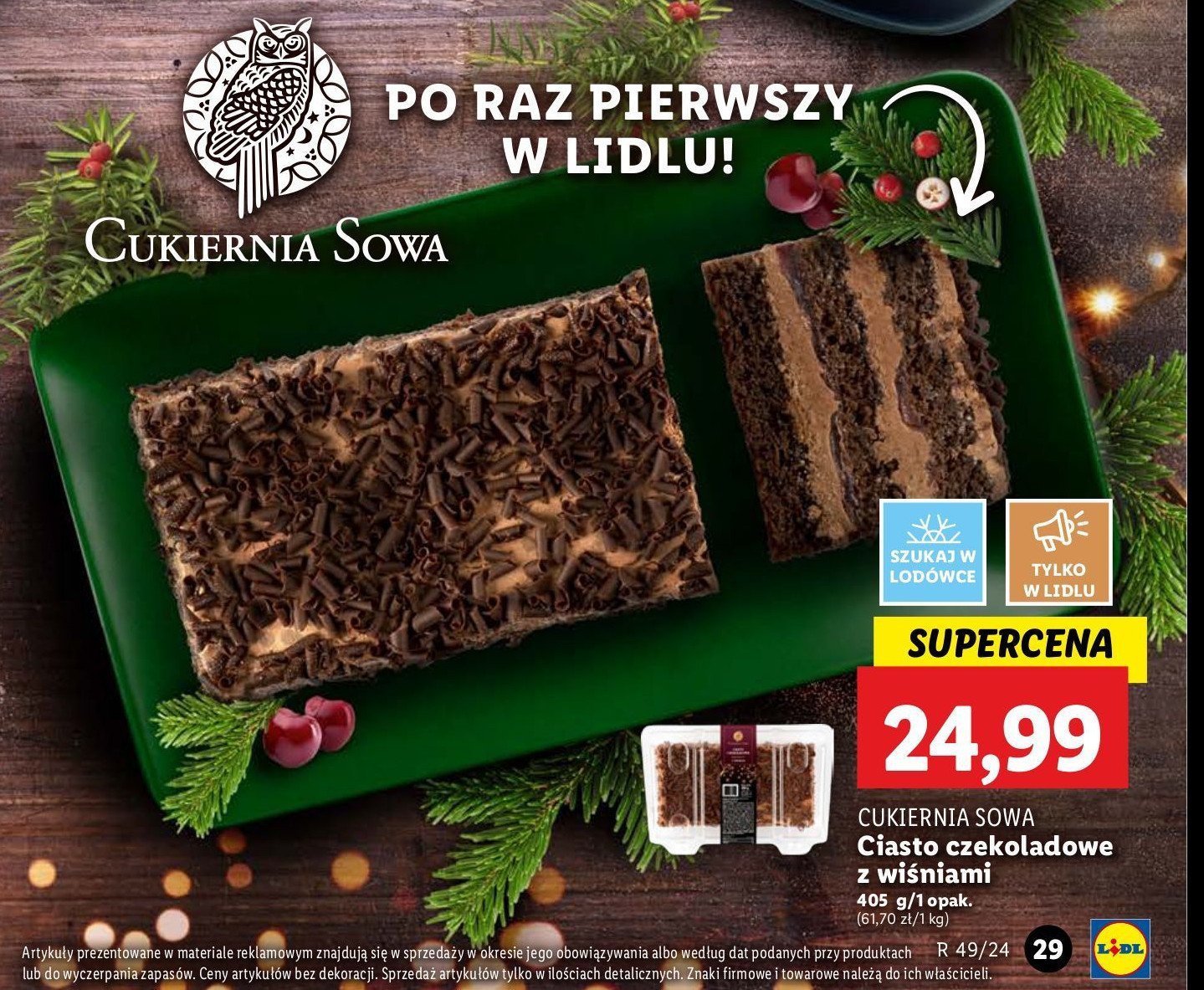 Ciasto czekoladowe z wiśniami Cukiernia sowa promocja