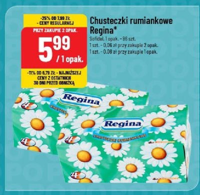 Chusteczki rumiankowe Regina promocja w POLOmarket