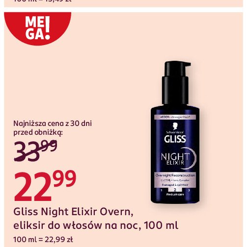 Kuracja do włosów split ends Gliss kur night elixir promocja