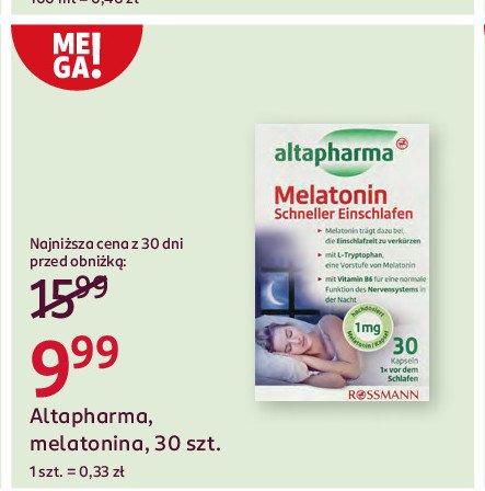 Melatonina Altapharma promocja w Rossmann