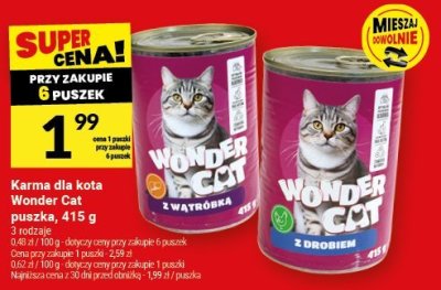 Karma dla kota Wonder Cat puszka 415g 2 rodzaje promocja w Twój Market