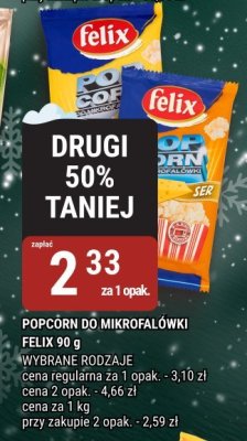 Popcorn do mikrofalówki Felix 90 g wybrane rodzaje promocja w bi1