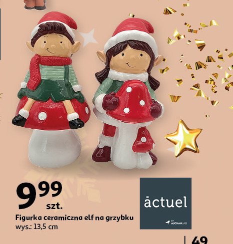 Figurka cermiczna elf na grzybku Actuel promocja w Auchan