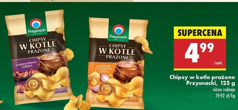 Chipsy w kotle prażone cheddar z czerwoną cebulą Przysnacki promocja