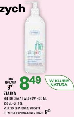 Płyn do ciała i włosów ZIAJKA promocja w Drogerie Natura
