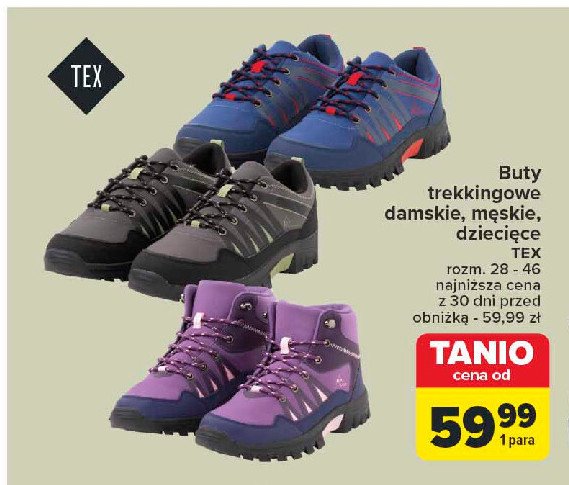 Buty trekkingowe damskie 28-46 Tex promocja