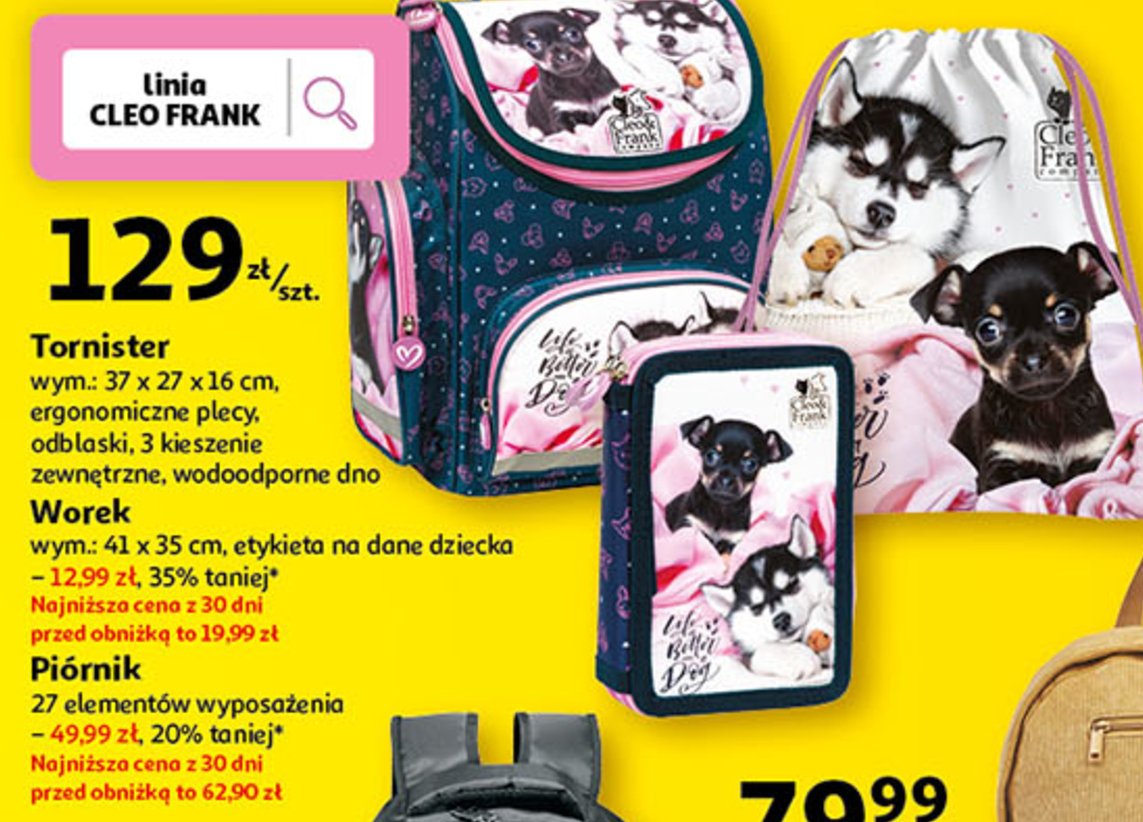 Tornister pieski Cleo & frank company promocja