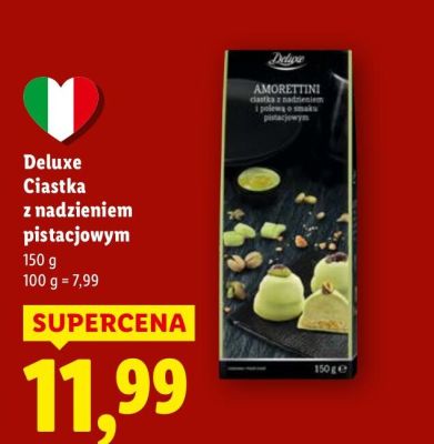 Ciastka z nadzieniem pistacjowym Deluxe promocja w Lidl