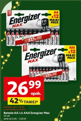 Baterie AA lub AAA Energizer Max 12 szt promocja w Auchan