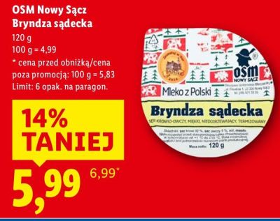 Bryndza sądecka  promocja w Lidl