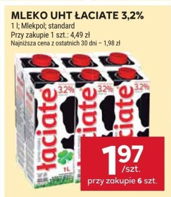 Mleko UHT łaciate 3,2% Mlekpol promocja w Stokrotka