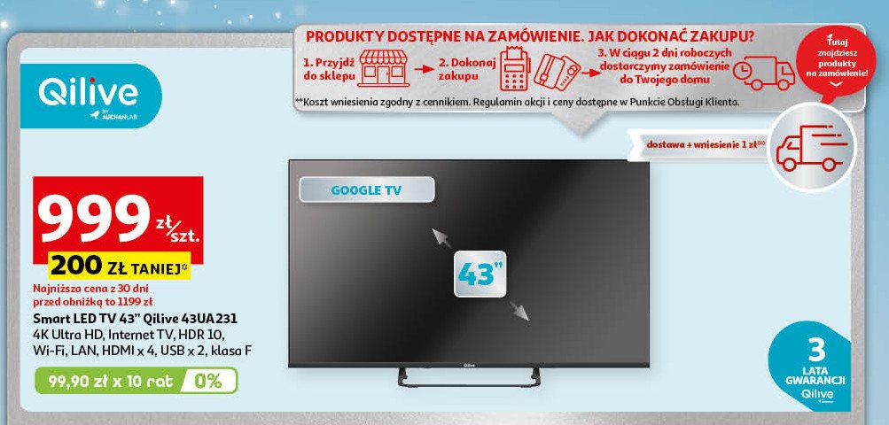 Telewizor 43'' 43ua231 Qilive promocja w Auchan