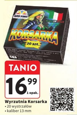 Wyrzutnia Korsarka 20 wystrzałów kaliber 13 mm promocja w Intermarche