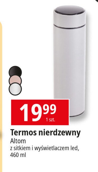 Termos nierdzewny z sitkiem i wyświetlaczem led 460 ml Altom design promocja