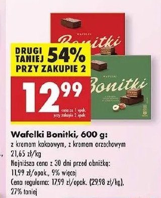 Wafelki z kremem orzechowym Bonitki promocja