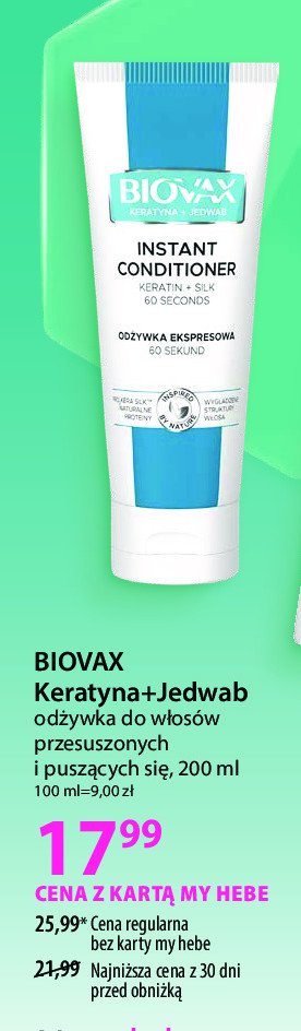 Odżywka do włosów Biovax keratyna + jedwab promocja