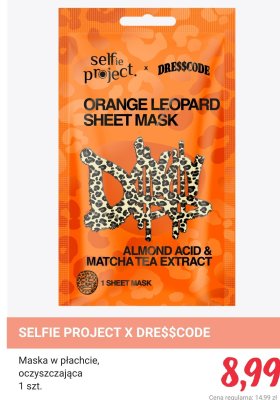 Maska w płachcie oczyszczająca Selfie Project x Dresscode Orange Leopard Sheet Mask promocja w Rossmann