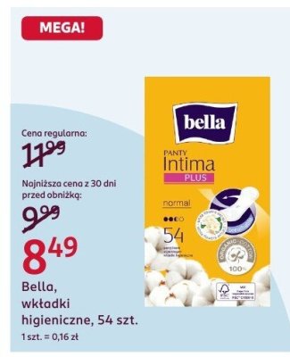Wkładki higieniczne Bella, 54 szt. promocja w Rossmann