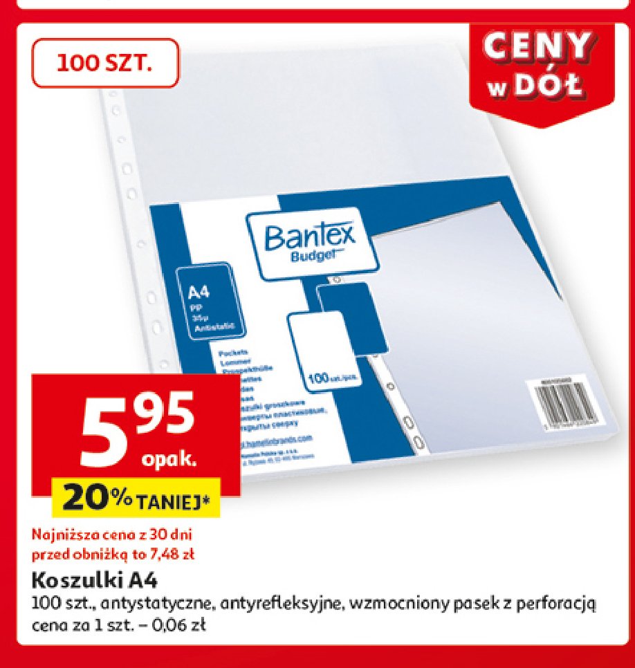 Koszulki krystaliczne a4 Bantex promocja w Auchan